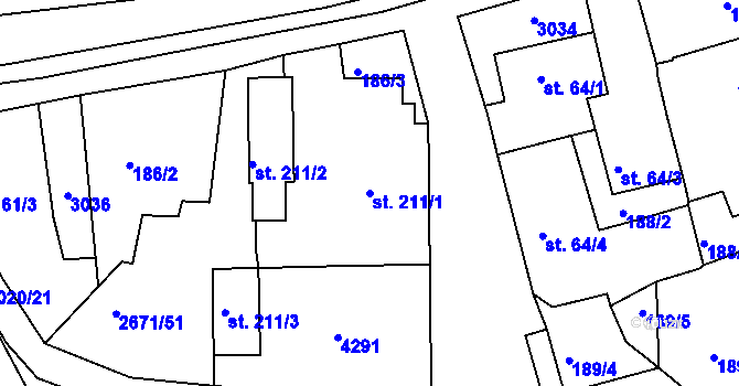 Parcela st. 211/1 v KÚ Černilov, Katastrální mapa