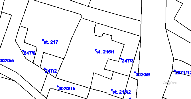 Parcela st. 216/1 v KÚ Černilov, Katastrální mapa