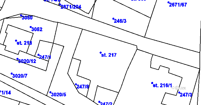 Parcela st. 217 v KÚ Černilov, Katastrální mapa