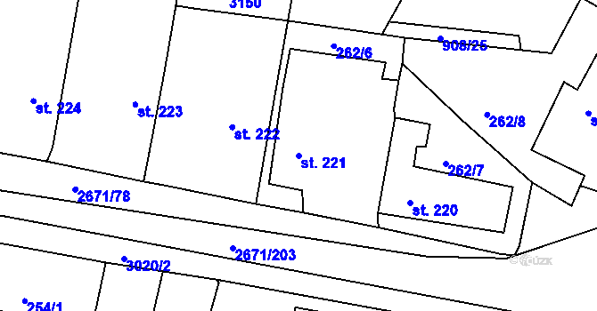 Parcela st. 221 v KÚ Černilov, Katastrální mapa