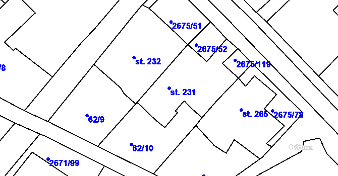 Parcela st. 231 v KÚ Černilov, Katastrální mapa