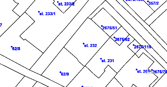 Parcela st. 232 v KÚ Černilov, Katastrální mapa