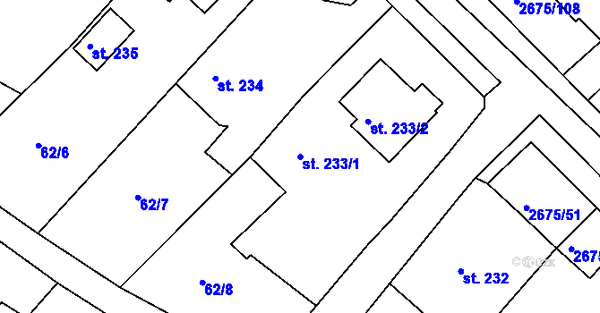 Parcela st. 233/1 v KÚ Černilov, Katastrální mapa