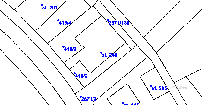 Parcela st. 241 v KÚ Černilov, Katastrální mapa