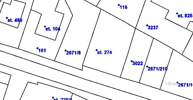 Parcela st. 274 v KÚ Černilov, Katastrální mapa