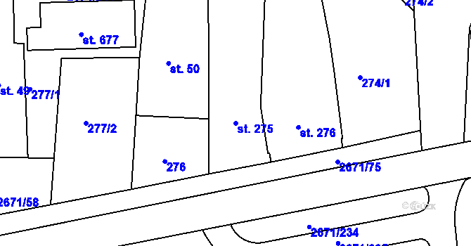 Parcela st. 275 v KÚ Černilov, Katastrální mapa