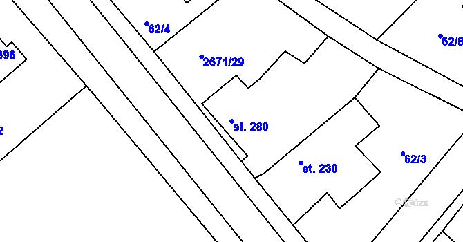 Parcela st. 280 v KÚ Černilov, Katastrální mapa