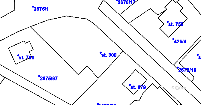 Parcela st. 308 v KÚ Černilov, Katastrální mapa