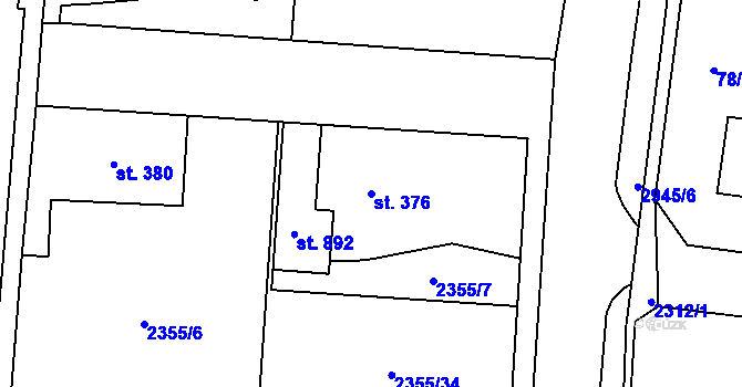 Parcela st. 376 v KÚ Černilov, Katastrální mapa