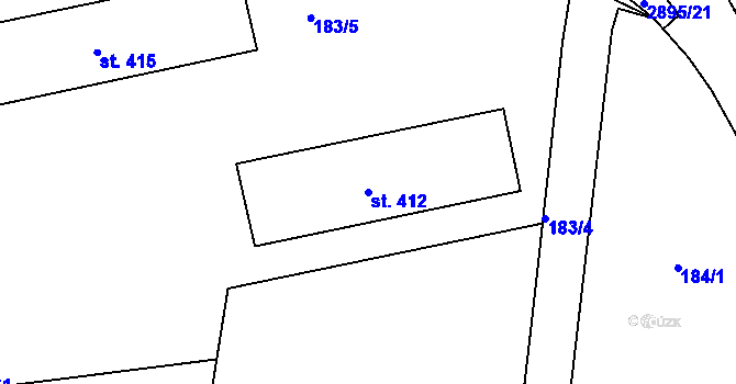 Parcela st. 412 v KÚ Černilov, Katastrální mapa