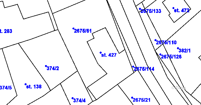 Parcela st. 427 v KÚ Černilov, Katastrální mapa
