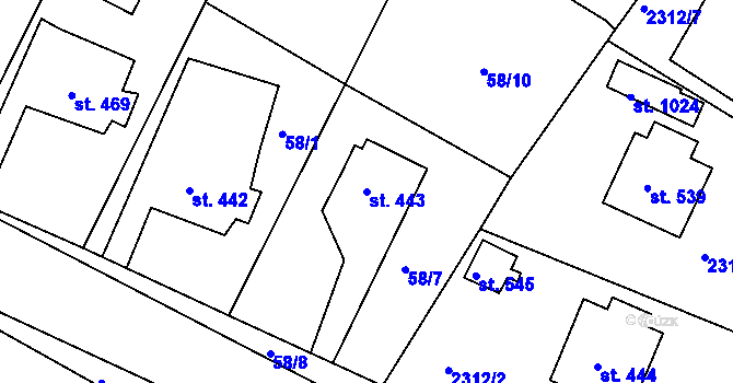 Parcela st. 443 v KÚ Černilov, Katastrální mapa