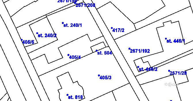 Parcela st. 504 v KÚ Černilov, Katastrální mapa