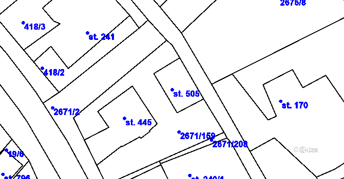 Parcela st. 505 v KÚ Černilov, Katastrální mapa
