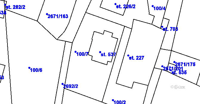 Parcela st. 537 v KÚ Černilov, Katastrální mapa