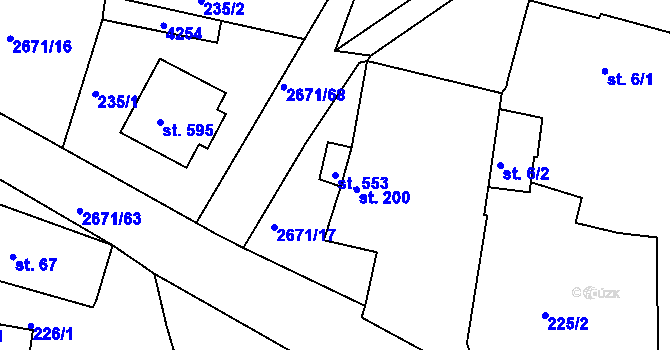 Parcela st. 553 v KÚ Černilov, Katastrální mapa