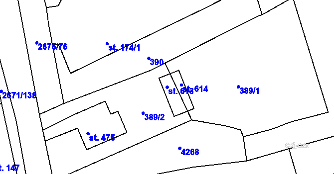 Parcela st. 613 v KÚ Černilov, Katastrální mapa