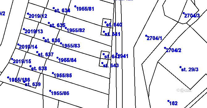 Parcela st. 642 v KÚ Černilov, Katastrální mapa