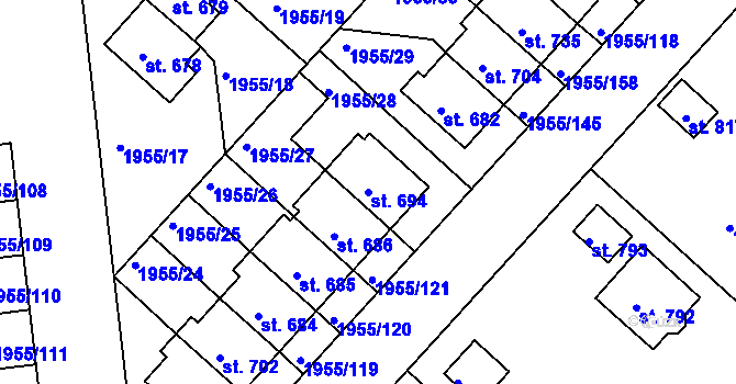 Parcela st. 694 v KÚ Černilov, Katastrální mapa