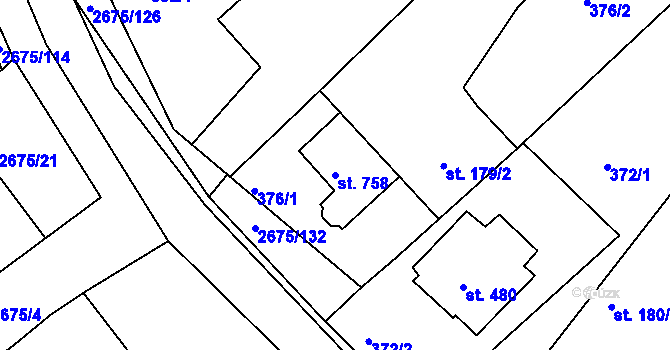 Parcela st. 758 v KÚ Černilov, Katastrální mapa