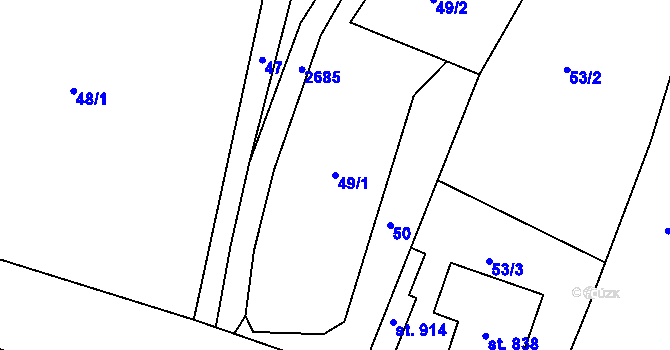 Parcela st. 49/1 v KÚ Černilov, Katastrální mapa