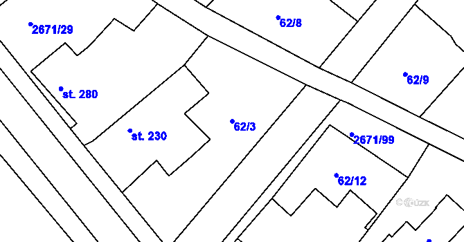 Parcela st. 62/3 v KÚ Černilov, Katastrální mapa