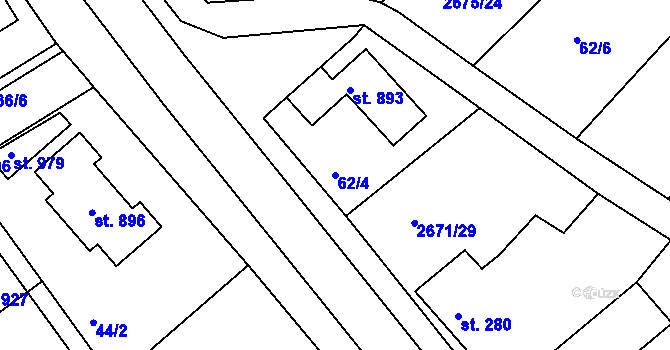 Parcela st. 62/4 v KÚ Černilov, Katastrální mapa
