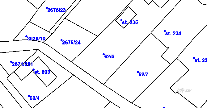 Parcela st. 62/6 v KÚ Černilov, Katastrální mapa