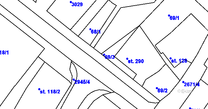 Parcela st. 69/3 v KÚ Černilov, Katastrální mapa