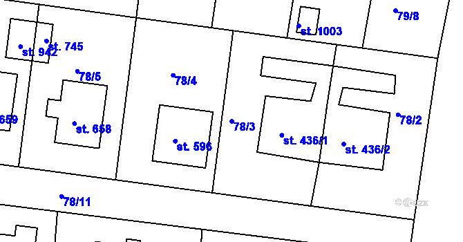 Parcela st. 78/3 v KÚ Černilov, Katastrální mapa