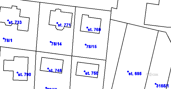 Parcela st. 78/15 v KÚ Černilov, Katastrální mapa