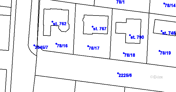Parcela st. 78/17 v KÚ Černilov, Katastrální mapa