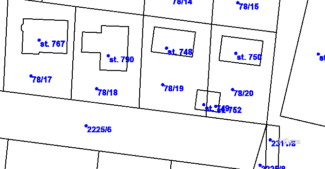 Parcela st. 78/19 v KÚ Černilov, Katastrální mapa