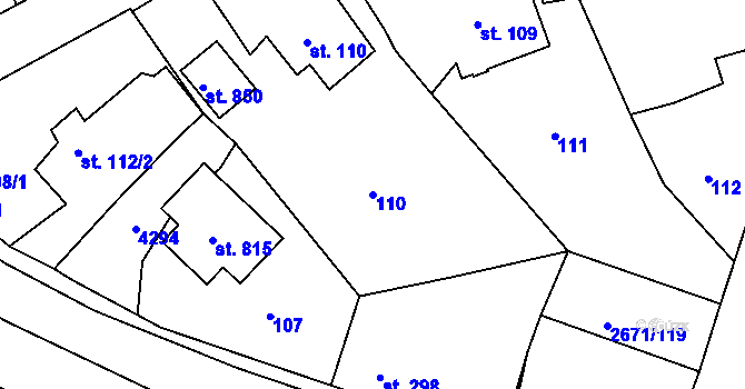 Parcela st. 110 v KÚ Černilov, Katastrální mapa
