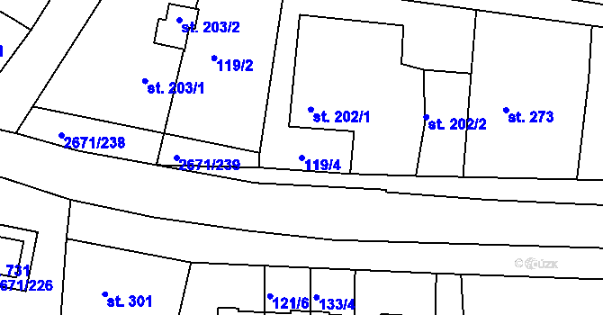 Parcela st. 119/4 v KÚ Černilov, Katastrální mapa