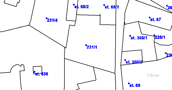 Parcela st. 231/1 v KÚ Černilov, Katastrální mapa