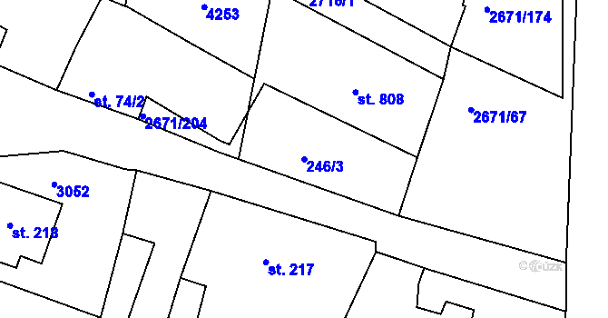 Parcela st. 246/3 v KÚ Černilov, Katastrální mapa