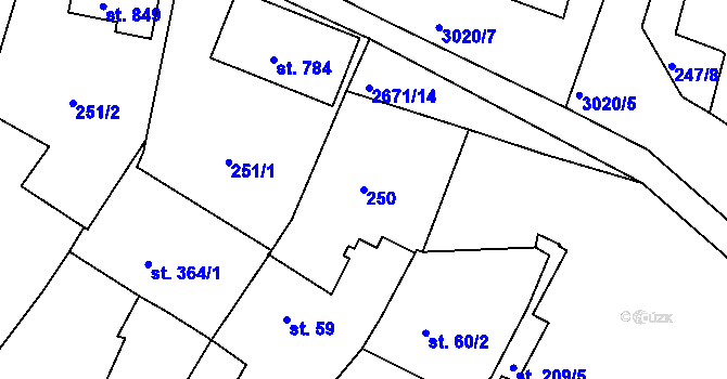 Parcela st. 250 v KÚ Černilov, Katastrální mapa