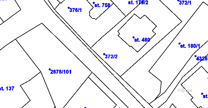 Parcela st. 372/2 v KÚ Černilov, Katastrální mapa