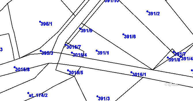 Parcela st. 391/1 v KÚ Černilov, Katastrální mapa