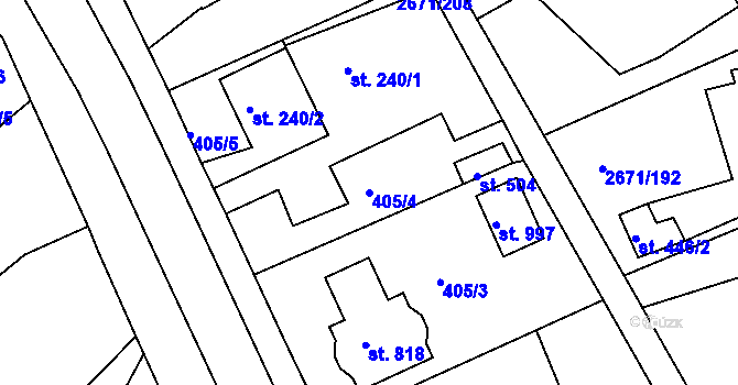 Parcela st. 405/4 v KÚ Černilov, Katastrální mapa