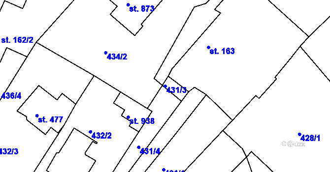 Parcela st. 431/3 v KÚ Černilov, Katastrální mapa