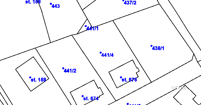Parcela st. 441/4 v KÚ Černilov, Katastrální mapa