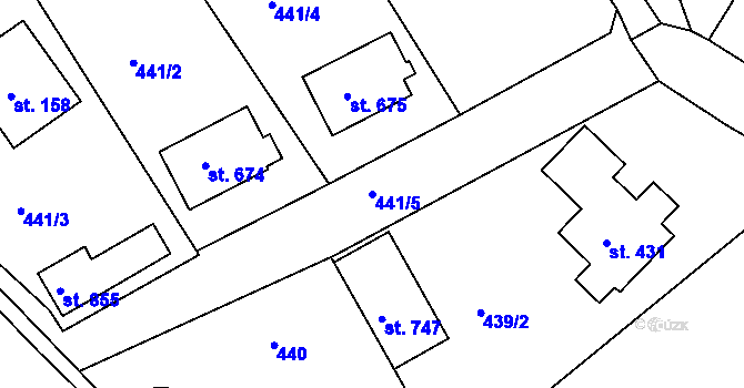 Parcela st. 441/5 v KÚ Černilov, Katastrální mapa