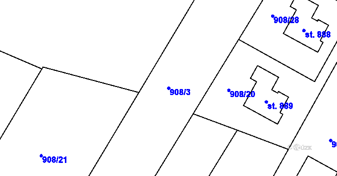 Parcela st. 908/3 v KÚ Černilov, Katastrální mapa