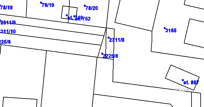 Parcela st. 2225/8 v KÚ Černilov, Katastrální mapa