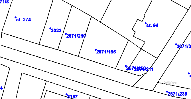 Parcela st. 2671/165 v KÚ Černilov, Katastrální mapa
