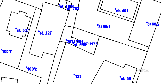 Parcela st. 2671/175 v KÚ Černilov, Katastrální mapa