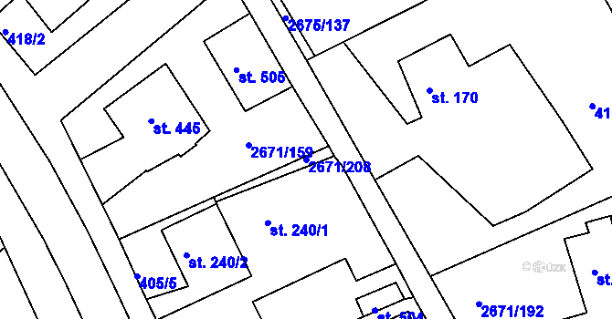 Parcela st. 2671/208 v KÚ Černilov, Katastrální mapa