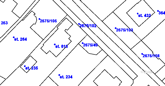 Parcela st. 2675/49 v KÚ Černilov, Katastrální mapa